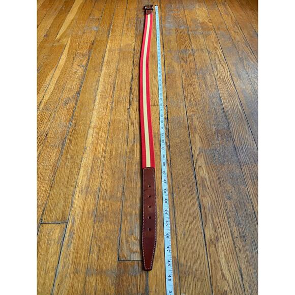 PAUL STUART Red/Yellow Stripe Stretch Belt w/Leather Trim Mens sz 42 - Picture 11 of 12